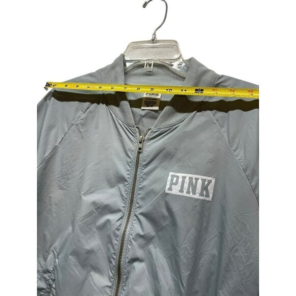 Pink Victoria Secret Light Gray Zip Up Jacket Windbreaker Light Weight Womens S - Picture 4 of 10